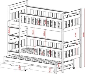KORS 90x200 pine bunk bed Lano Furniture