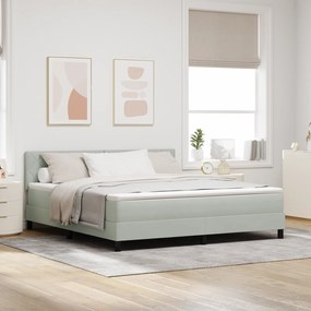 vidaXL Κρεβάτι Box Spring με Στρώμα σε Ανοιχτό Γκρι Super King Βελούδο
