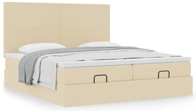 vidaXL Οθωμανικό Κρεβάτι με Στρώματα Κρέμα 200x200cm Ύφασμα
