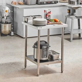 VEVOR Stainless Steel Work Prep Table Commercial Worktable Food Prep 24x24x34in