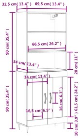 Ντουλάπι Sonoma δρυς 69,5 x 34 x 180 εκ. από Επεξεργασμένο Ξύλο - Καφέ