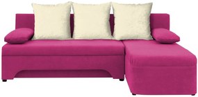 Γωνιακός καναπές Lamor-Ροζ - Λευκό