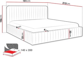 Επενδυμένο κρεβάτι Caniko-Kafe-140 x 200 εκ.