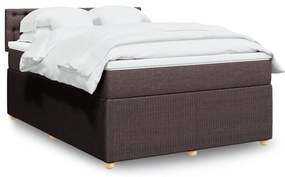 Κρεβάτι Boxspring με Στρώμα Σκούρο Καφέ 140x200 εκ Υφασμάτινο