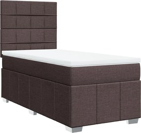 vidaXL Κρεβάτι Boxspring με Στρώμα Σκούρο Καφέ 100x200 εκ. Υφασμάτινο