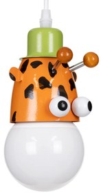 GloboStar® GIRAFFE 00638 Μοντέρνο Κρεμαστό Παιδικό Φωτιστικό Οροφής Μονόφωτο 1 x E27 Λευκό Πράσινο Πορτοκαλί Μαύρο Μεταλλικό Μ12 x Π10.5 x Υ13.5cm