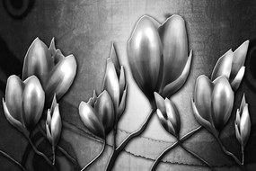 Εικόνα λουλούδια σε έθνο στυλ σε μαύρο & άσπρο
