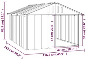 vidaXL Σπιτάκι Σκύλου Γκρι 116,5x153x81,5 εκ. Γαλβανισμένο Χάλυβα