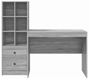 vidaXL Γραφείο με αποθηκευτικό χώρο με συρτάρι 2 pcs Γκρι sonoma