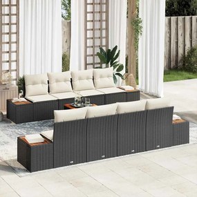 vidaXL Σετ Καναπέ Κήπου με μαξιλάρι 9 pcs Μαύρο Πολυ ράταν