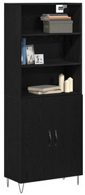 vidaXL Υψηλό Ντουλάπι Μαύρης Δρυός 69.5x34x180 εκ. Μοριοσανίδες