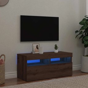 vidaXL Έπιπλο Τηλεόρασης με LED Αρτισιανή Δρυς 90x35x40 εκ Επεξ.Ξύλο