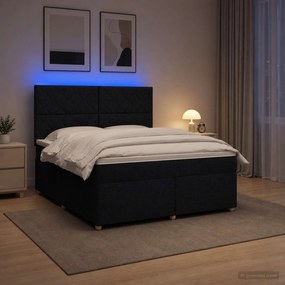 vidaXL Κρεβάτι box spring με στρώμα Μαύρο 140 x 190 cm Ύφασμα