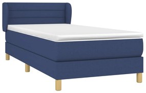 Κρεβάτι Boxspring με Στρώμα Μπλε 90x200 εκ.Υφασμάτινο - Μπλε