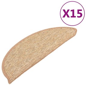 vidaXL Πατάκια Σκαλοπάτια 15 τεμ. Ανοιχτό Καφέ Ημίκυκλα 56x17x3 εκ.