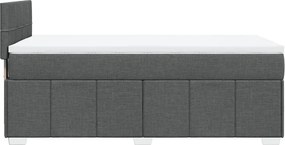 vidaXL Κρεβάτι Boxspring με Στρώμα Σκούρο Γκρι 90x190 εκ. Υφασμάτινο