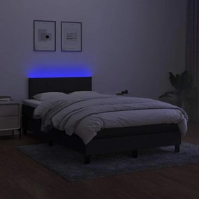 vidaXL Κρεβάτι Boxspring με Στρώμα &amp; LED Μαύρο 120x200 εκ. Υφασμάτινο