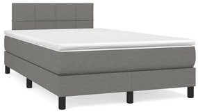 Κρεβάτι Boxspring με Στρώμα Σκούρο Γκρι 120x190 εκ Υφασμάτινο