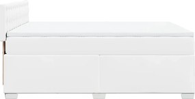 vidaXL Κρεβάτι Boxspring με Στρώμα Λευκό 160x200εκ.από Συνθετικό Δέρμα