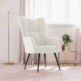 vidaXL Πολυθρόνα Relax Λευκό Κρεμ Βελούδινη