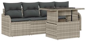 vidaXL Σετ Καναπέ Κήπου με μαξιλάρι 5 pcs Ανοιχτό γκρι Πολυ ράταν