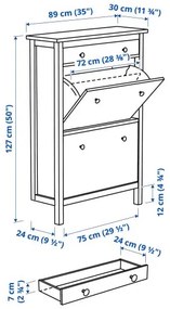 HEMNES παπουτσοθήκη με 2 τμήματα, 89x30x127 cm 201.695.59