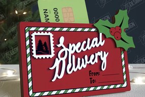 Σετ των 2 Intra απο ξύλο plywood 3mm-4mm πάχος Κάτοχος Χριστουγεννιάτικων Δωροκάρτας|Ευχετήρια κάρτα Δίασταση 15x15 cm INTRAFABR-108788268