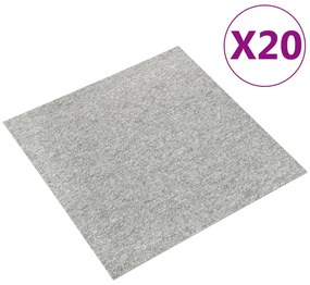 vidaXL Μοκέτα Πλακάκι 20 τεμ. Ανοιχτό Γκρι 5 μ² 50x50 εκ.