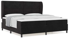 vidaXL Κρεβάτι με ελατήρια με στρώμα Μαύρο 200 x 200 cm Βελούδο