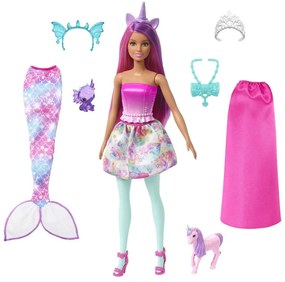 Κούκλα Barbie Με Φούστα Μεταμορφώνεται Σε Γοργόνα Με Ουρά HLC28 Multi Mattel