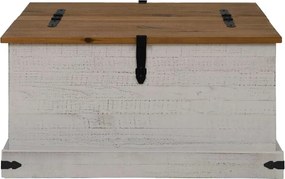 vidaXL Σεντούκι αποθήκευσης HALDEN Λευκό 91x91x47 cm Στερεό ξύλο πεύκο