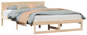 vidaXL Σκελετός Κρεβατιού Καφέ 140 x 200 cm Μασίφ ξύλο πεύκου