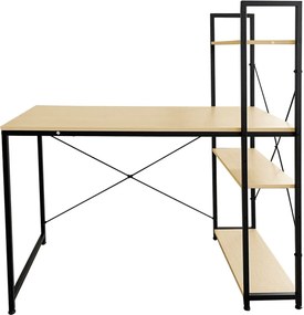 ΓΡΑΦΕΙΟ Η/Υ με 4 Ράφια Μέταλλο Βαφή Μαύρο, Melamine Beech   1τμχ