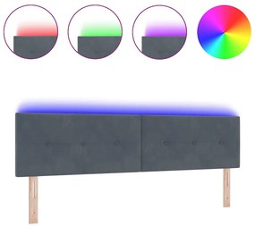 vidaXL Κεφαλάρι με φώτα λωρίδας LED με κεφαλάρι Γκρι 180 cm Βελούδο