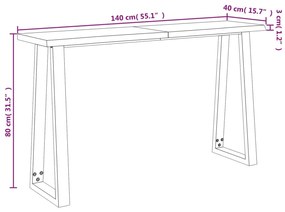 Τραπέζι Κονσόλα με Live Edge 140x40x80 εκ. Μασίφ Ξύλο Ακακίας - Καφέ