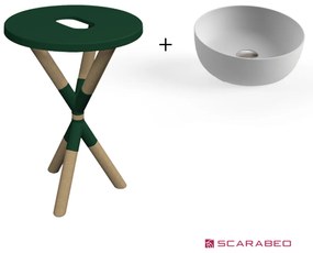 Scarabeo Cross 2501F0-9855 Musk (Πράσινο Ματ) Πάγκος Με Νιπτήρα Glam Pearl Ø39εκ.