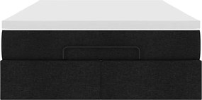 vidaXL Οθωμανικό κρεβάτι με στρώμα Μαύρο 120x200cm Ύφασμα