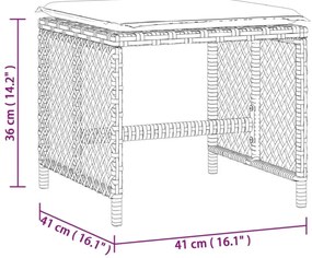 Σκαμπό Κήπου 4 τεμ Μικτό Μπεζ 41x41x36 εκ Συνθ. Ρατάν+Μαξιλάρια - Μπεζ