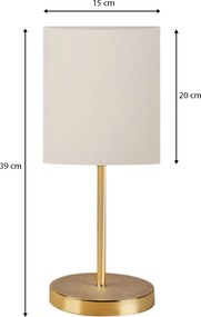 Φωτιστικό επιτραπέζιο Ingared Megapap E27 υφασμάτινο χρώμα κρεμ - χρυσό Φ15x39εκ.