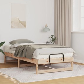 vidaXL Κρεβάτι με λαβές μεταφοράς Καφέ 90 x 200 εκ. Μασίφ ξύλο πεύκου
