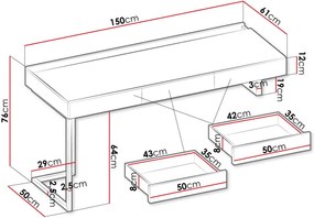Γραφείο Teen Flex I -Μήκος: 150 εκ.