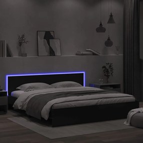 vidaXL Πλαίσιο Κρεβατιού με Κεφαλάρι/LED Μαύρο 180x200 εκ