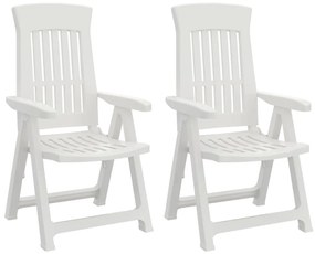 vidaXL Ανακλινόμενες Καρέκλες Κήπου 2 τεμ. Λευκές από Πολυπροπυλένιο