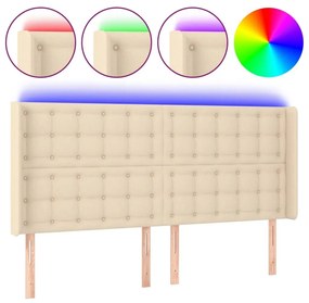 Κεφαλάρι Κρεβατιού LED Κρεμ 163x16x118/128 εκ. Υφασμάτινο - Κρεμ