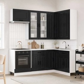 vidaXL Μονάδα κουζίνας KALMAR 8 pcs Μαύρο Επεξεργασμένο Ξύλο