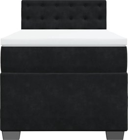 vidaXL Κρεβάτι Boxspring με Στρώμα Μαύρο Single Βελούδινο