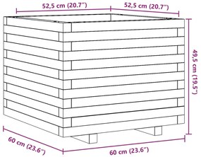 Ζαρντινιέρα Κήπου 60x60x49,5 εκ από Μασίφ Ξύλο Πεύκου - Καφέ