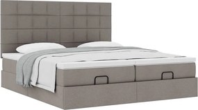 vidaXL Οθωμανικό κρεβάτι με στρώματα Taupe 160x200cm ύφασμα