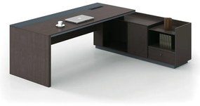 WOODWELL ΕΟ820,RADVANCE Γραφείο Δεξιά Γωνία Σκούρο Καρυδί - Sky Grey 220x90/160x40 (H.75)cm ΕΟ820,R
