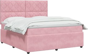 vidaXL Κρεβάτι box spring με στρώμα Ροζ 160 x 200 cm Βελούδο
